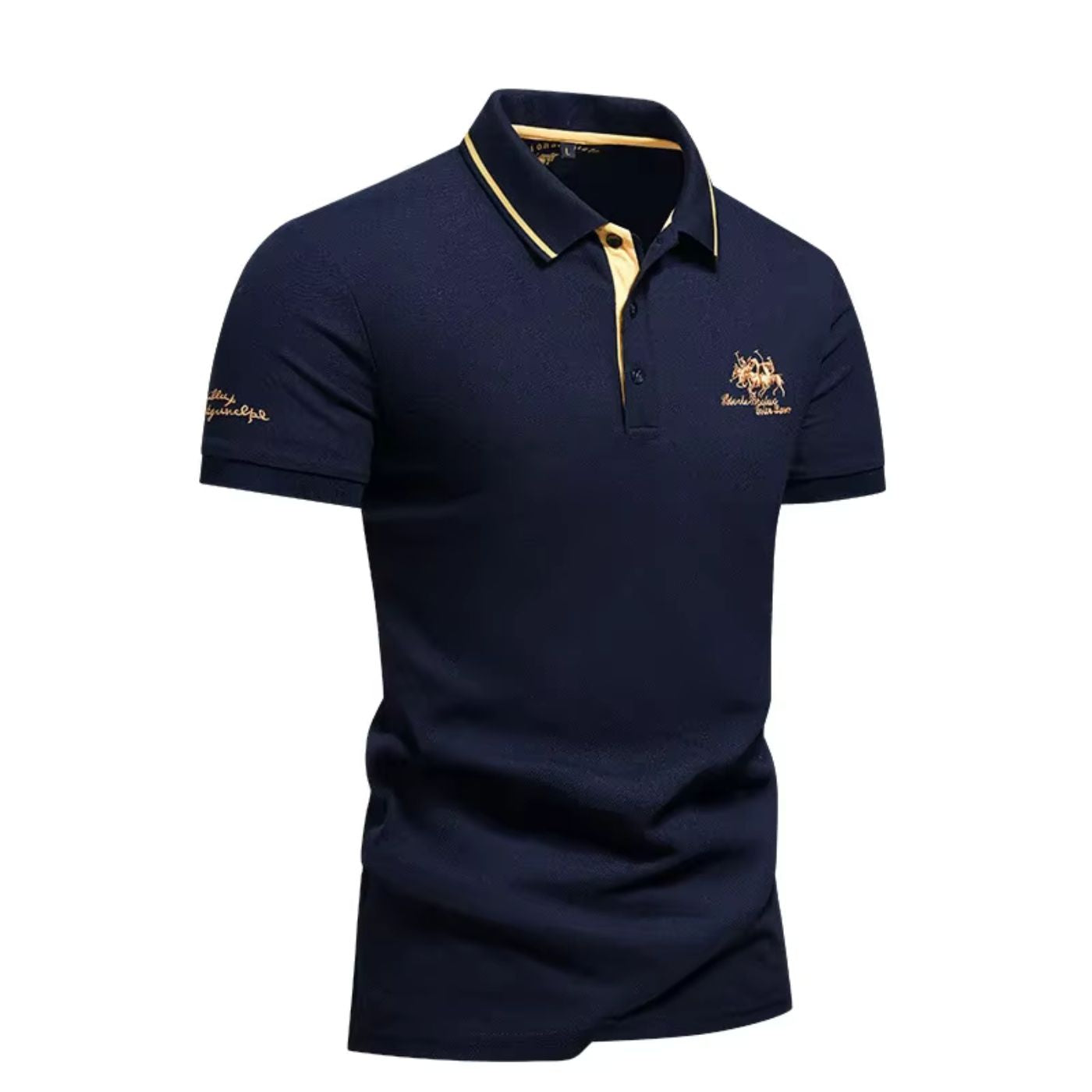 Polo classique pour homme à col boutonné, coupe ajustée