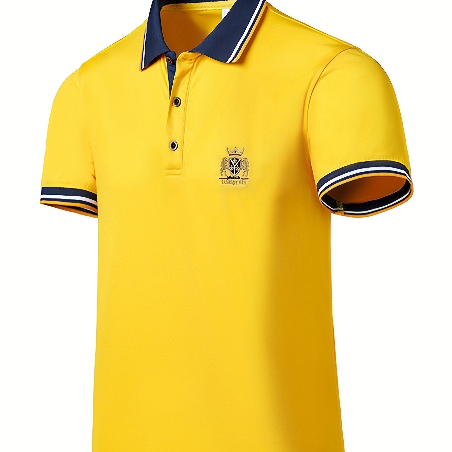 Chemise d'été brodée pour homme avec col à revers décontracté en couleur unie