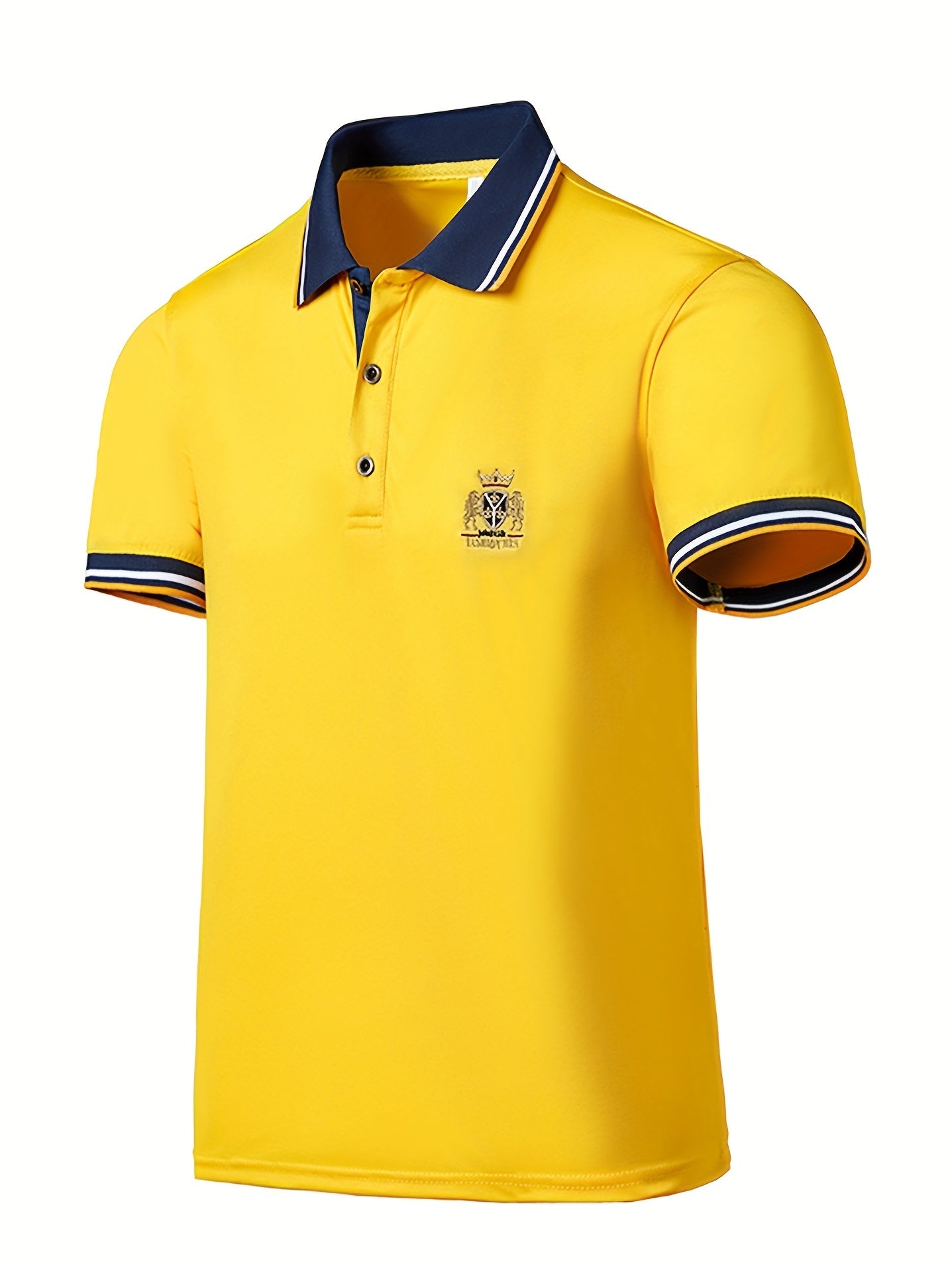 Chemise d'été brodée pour homme avec col à revers décontracté en couleur unie