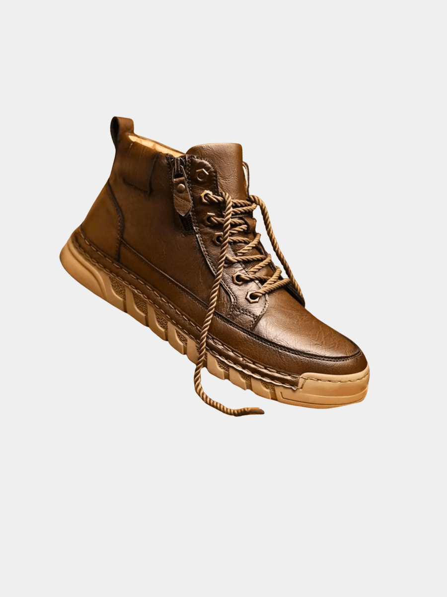 Bottes en cuir pour homme à silhouette fuselée, coloris moka et noir