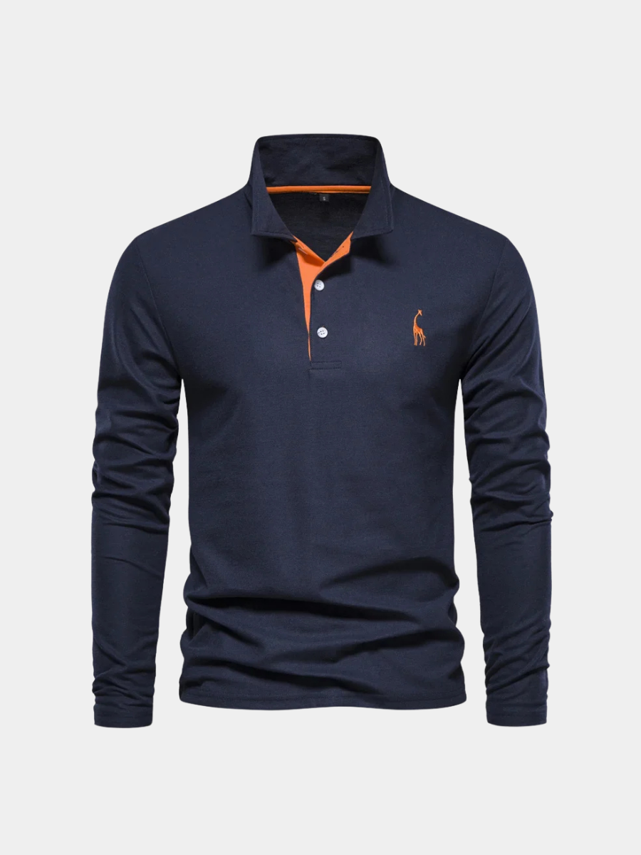 Pull polo pour homme en maille avec broderie discrète, coupe ajustée