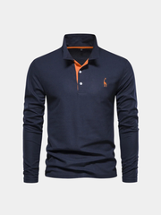 Pull polo pour homme en maille avec broderie discrète, coupe ajustée