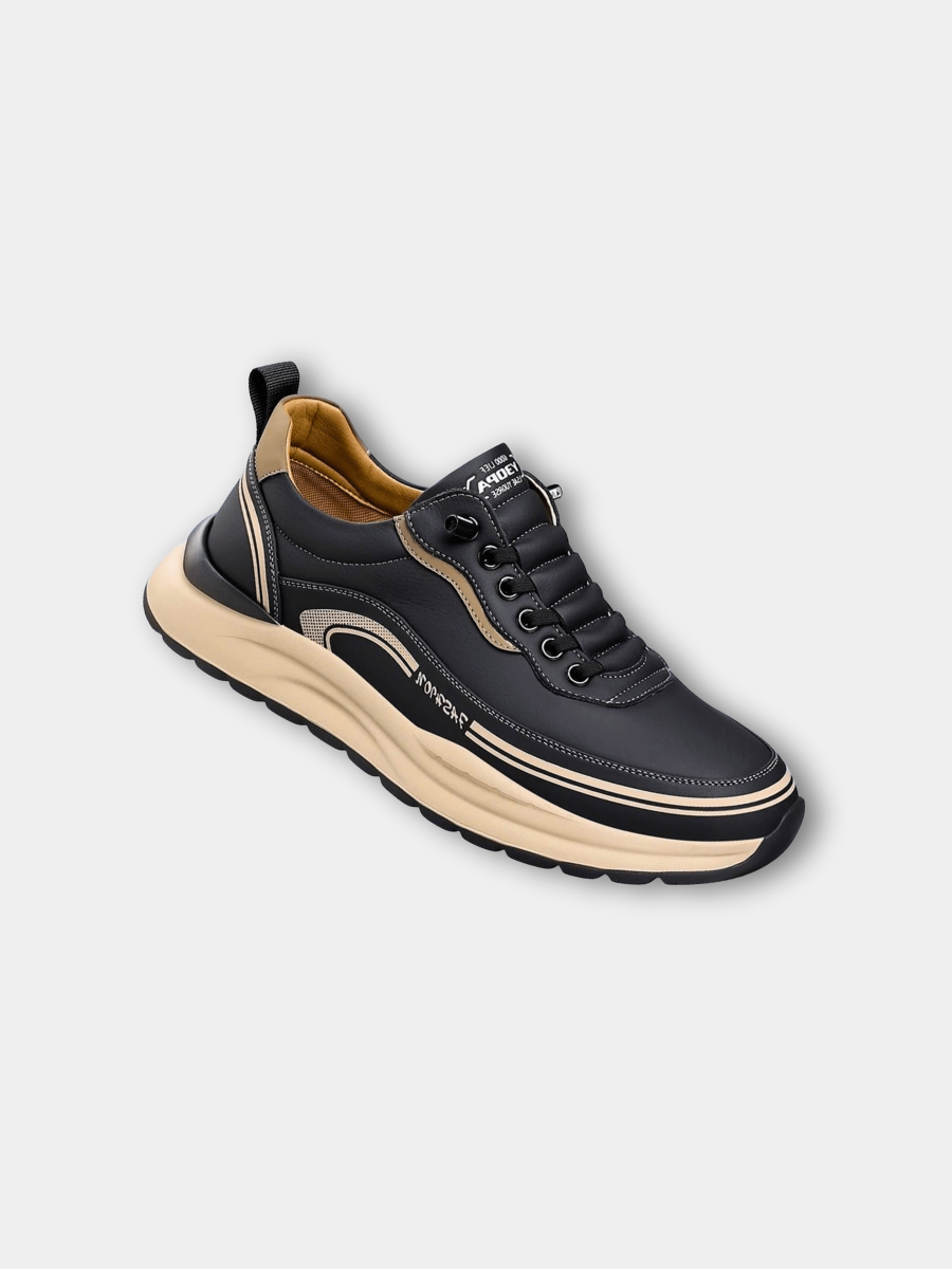 Baskets de ville amorties pour homme à semelle épaisse, disponibles en noir, blanc et beige