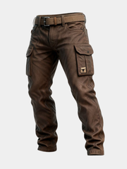 Pantalon cargo utilitaire marron pour homme à coupe droite avec poches à rabat