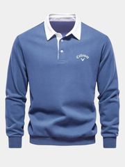 Polo homme en maille de coton avec col contrasté et poignets côtelés