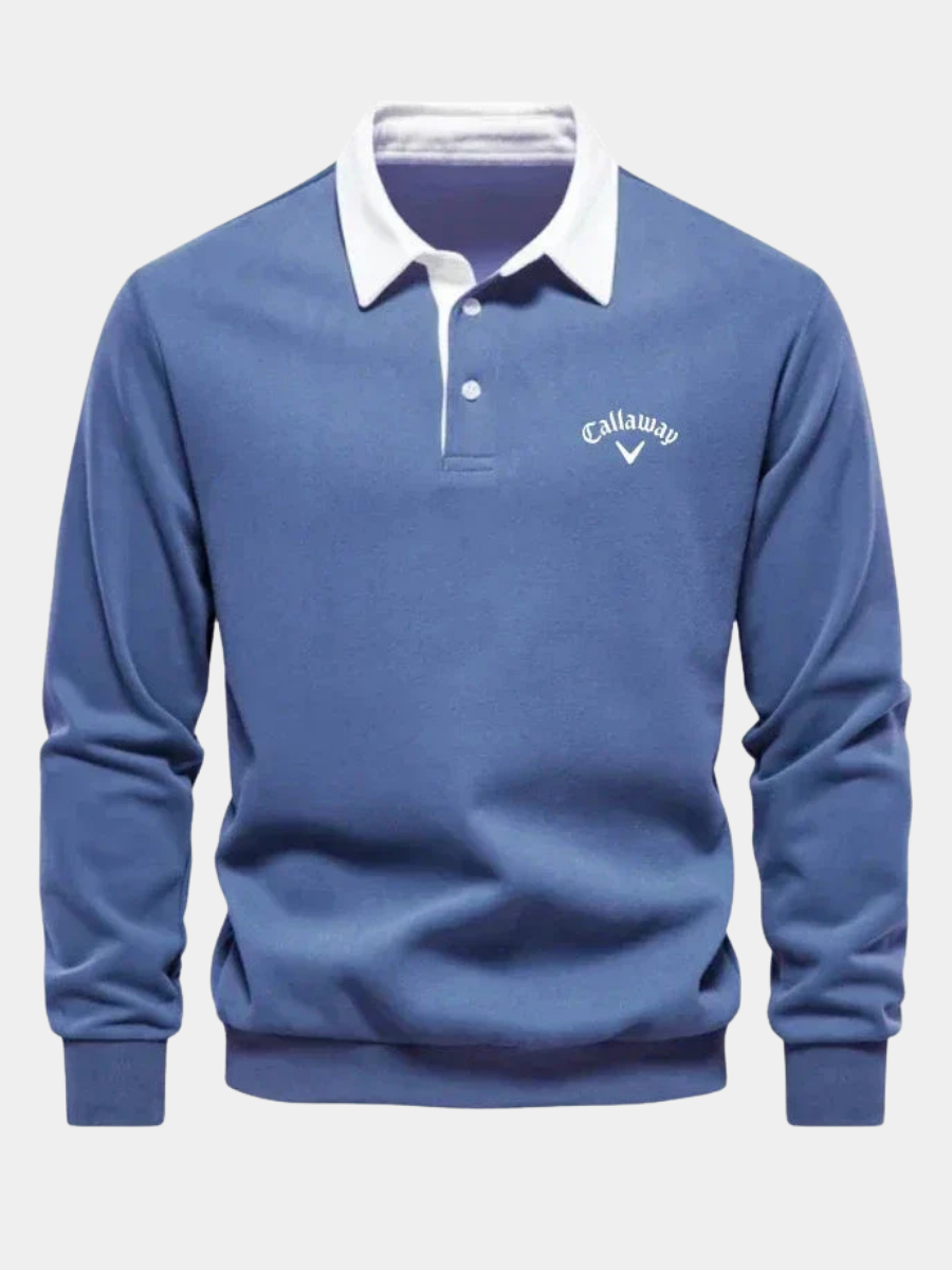 Polo homme en maille de coton avec col contrasté et poignets côtelés