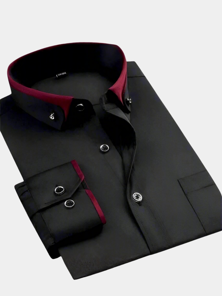 Chemise classique à manches longues en coton pour homme avec col contrasté