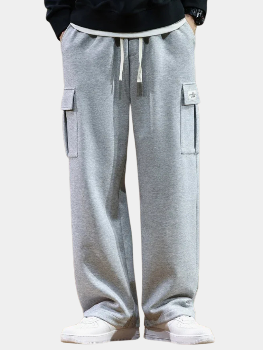 Pantalon cargo en polaire pour homme avec poches latérales, coupe décontractée