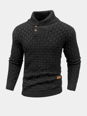 Pull homme à col montant en coton et bambou, coupe ajustée et lignes épurées