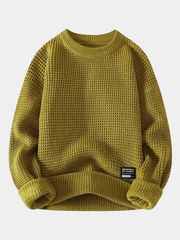 Pull homme en maille nid d'abeille avec col, poignets et ourlet côtelés