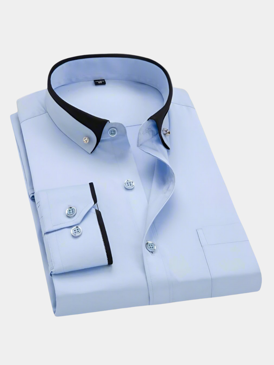Chemise classique pour homme à manches longues avec col à contraste