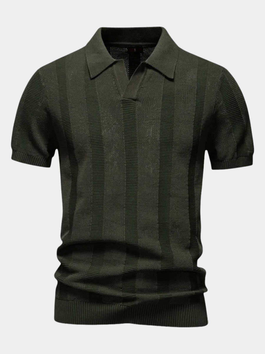 Polo en maille pour homme à col classique, disponible en vert, bleu marine et pierre
