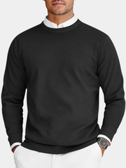 Pull col rond en maille pour homme, coupe ajustée et couleur unie