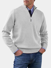 Pull à mi-zip en tricot pour homme, col structuré et coupe épurée