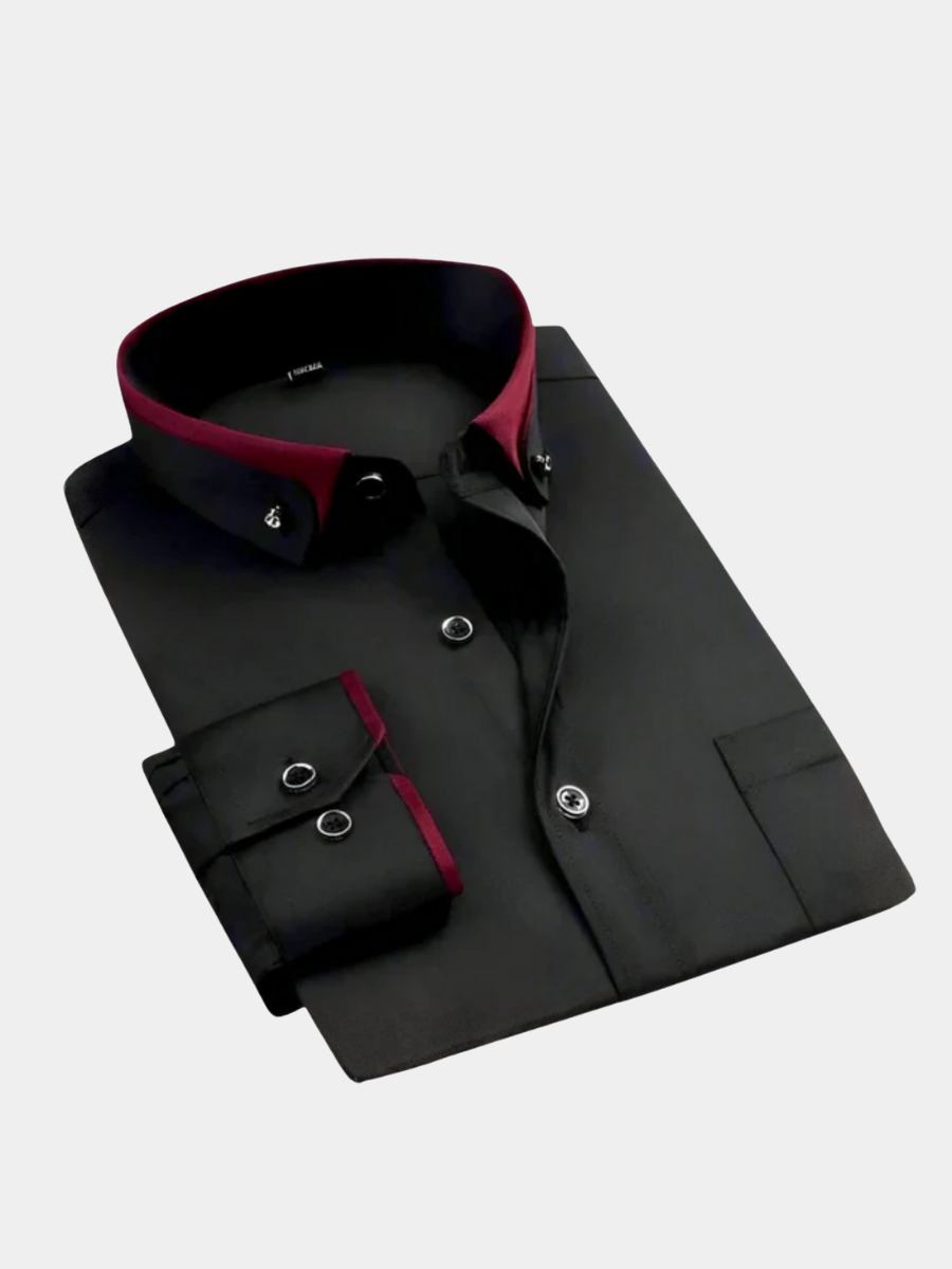Chemise classique à manches longues pour homme avec col net et fermeture boutonnée