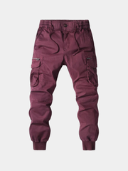 Jogger cargo utility en coton extensible pour homme avec poches zippées et poignets côtelés