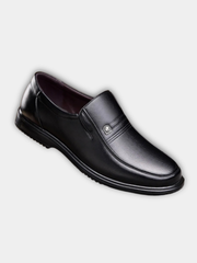 Mocassins en cuir véritable pour homme à enfiler, finition semi-brillante, coloris noir et marron