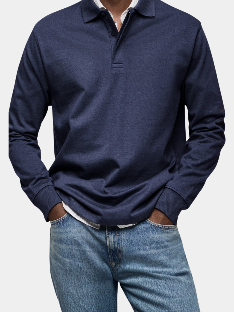 Polo à manches longues pour homme à la coupe ajustée et aux finitions soignées