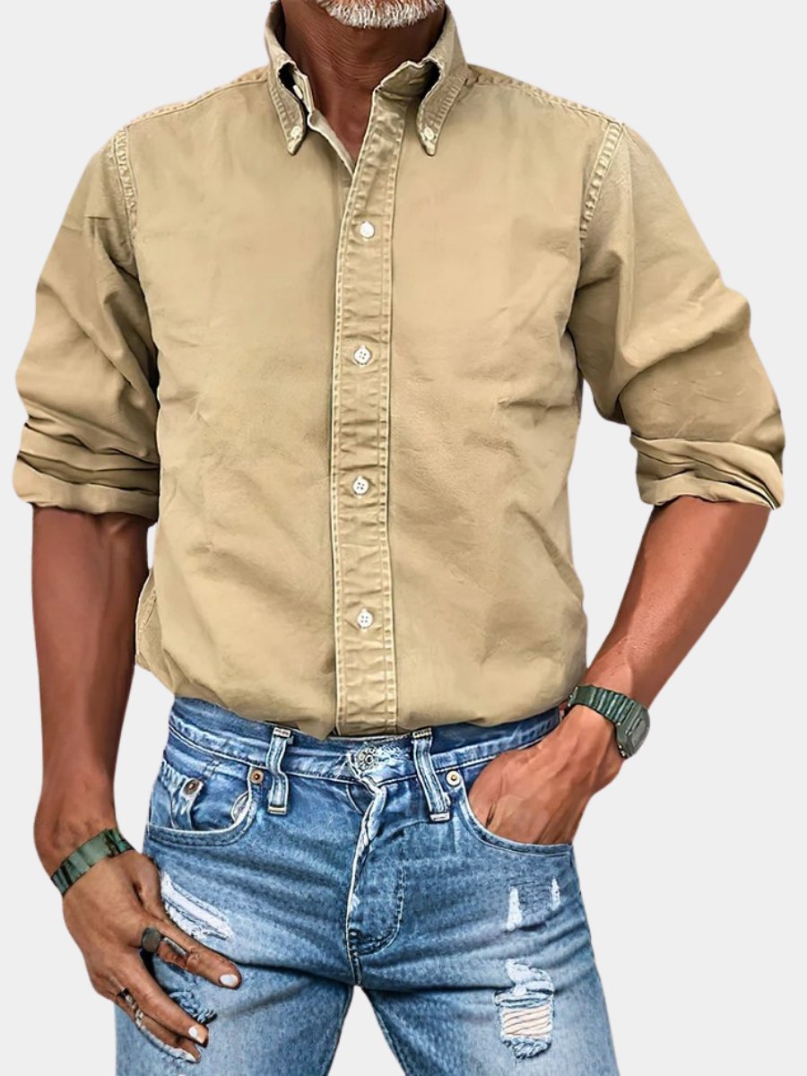 Chemise à manches longues anti-plis pour homme, coupe tailleur élégante