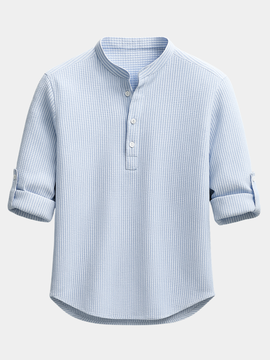 Chemise homme en coton et lin à coupe ajustée et ourlet courbé