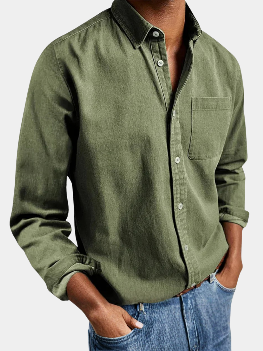 Chemise artisanale pour homme à col ouvert et coupe classique