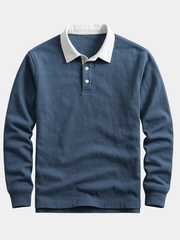 Polo en maille de coton pour homme avec col rétro contrasté, coupe structurée