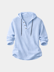 Chemise à capuche pour homme en coton et lin à coupe détendue