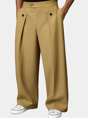 Pantalon à pinces pour homme à coupe élancée, disponible en kaki et noir