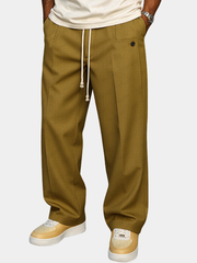 Pantalon à cordon pour homme à taille réglable, coupe ajustée et lignes épurées