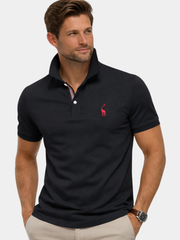 Polo d'été pour homme à manches courtes et col boutonné en coton