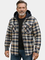 Veste à carreaux en mélange de laine pour homme, coupe moderne avec fermeture éclair