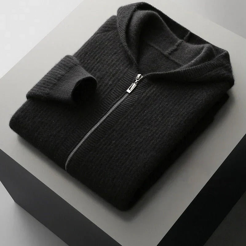 Sweat à capuche en laine mérinos pour homme avec texture en nid d'abeille