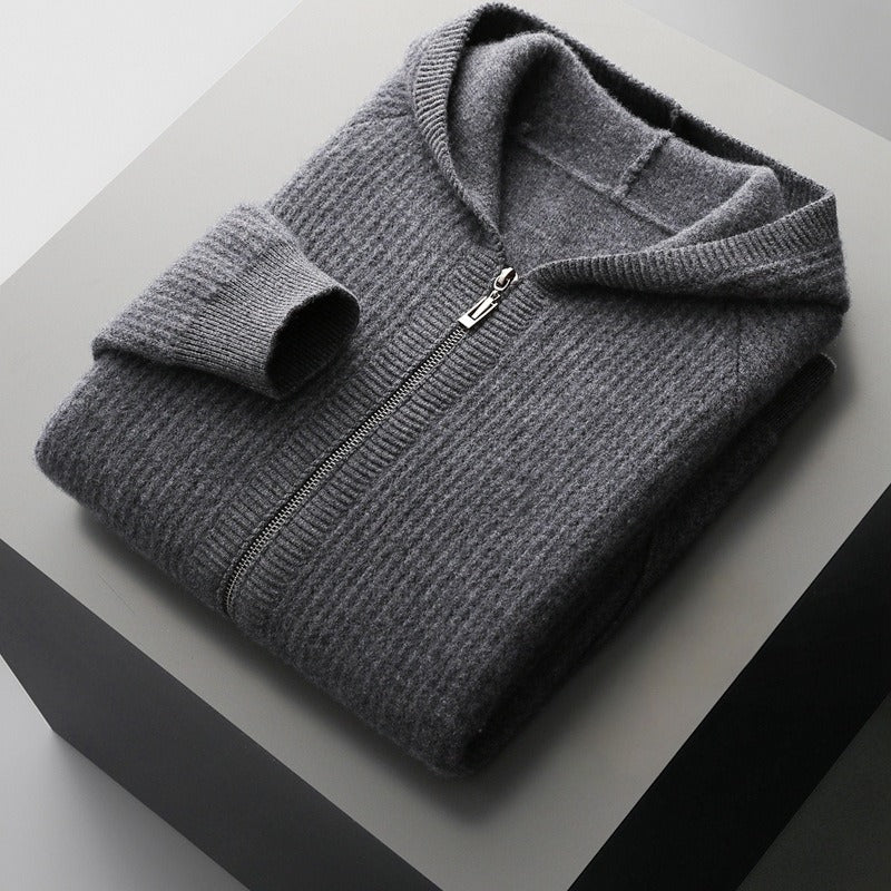 Sweat à capuche en laine mérinos pour homme avec texture en nid d'abeille