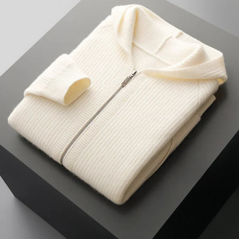 Sweat à capuche en laine mérinos pour homme avec texture en nid d'abeille