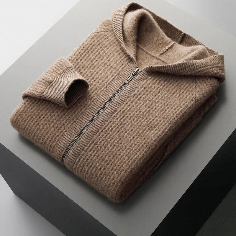 Sweat à capuche en laine mérinos pour homme avec texture en nid d'abeille