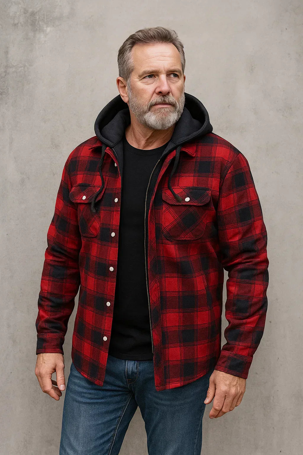 Veste à carreaux en mélange de laine pour homme, coupe moderne avec fermeture éclair
