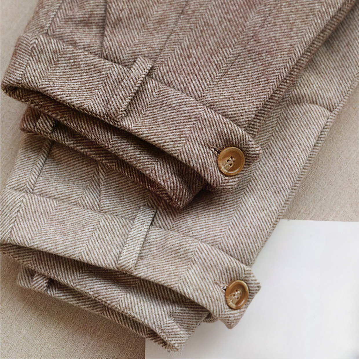Pantalon habillé en pure laine pour homme, coupe ajustée, coloris marron et beige