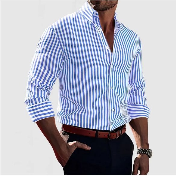Chemise homme à rayures verticales de coupe ajustée