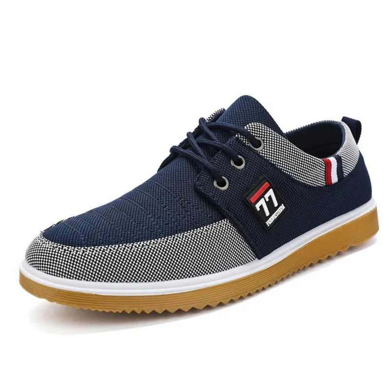 Chaussures casual en toile pour homme, disponibles en marron et bleu
