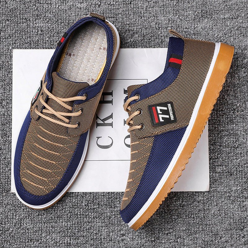 Chaussures casual en toile pour homme, disponibles en marron et bleu