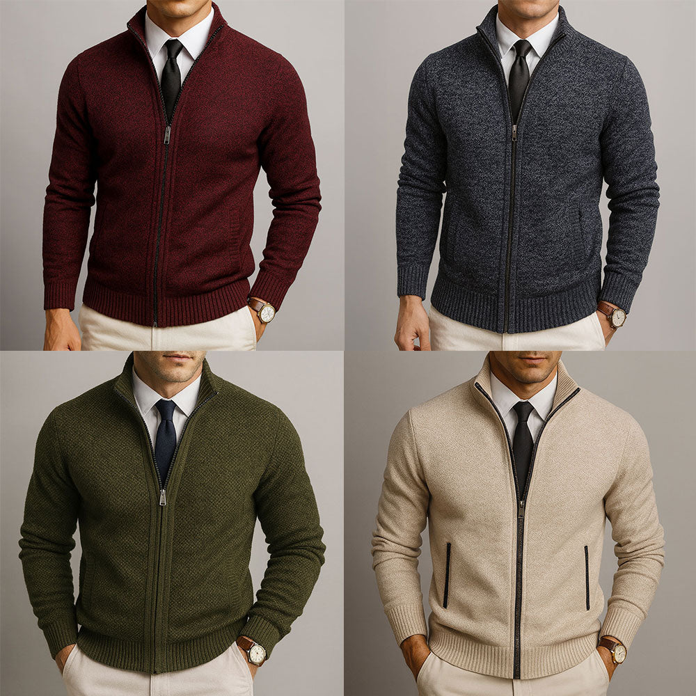 Cardigan en laine mérinos et coton pour homme, coupe structurée et lignes épurées