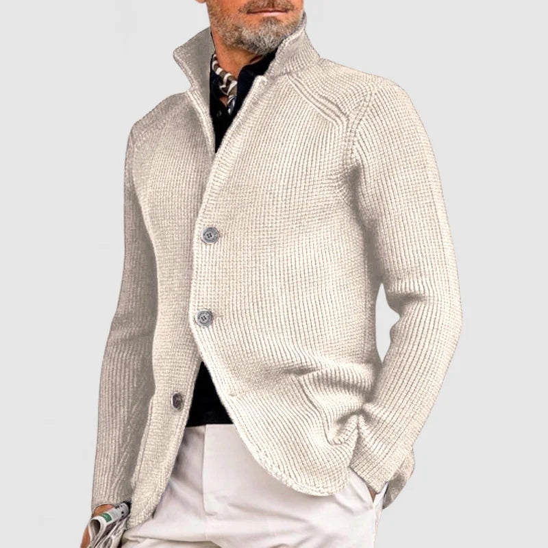 Cardigan en maille boutonné pour homme à coupe ajustée, style intemporel
