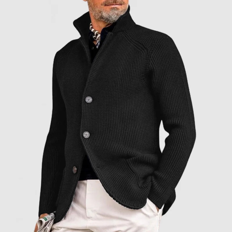 Cardigan en maille boutonné pour homme à coupe ajustée, style intemporel