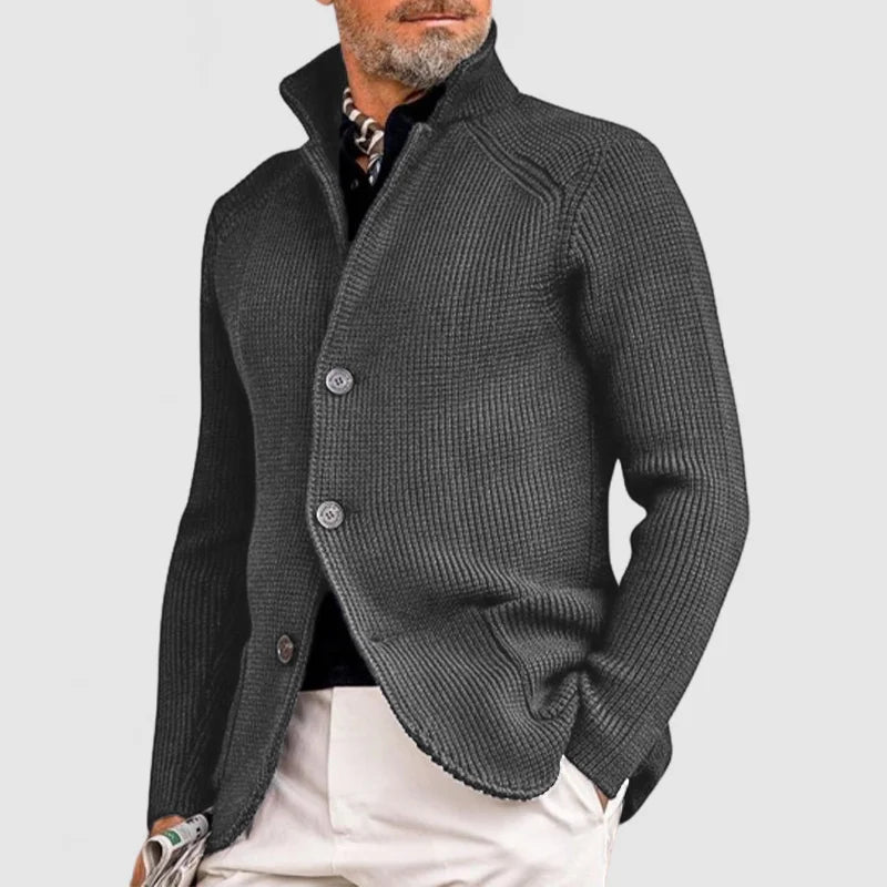 Cardigan en maille boutonné pour homme à coupe ajustée, style intemporel