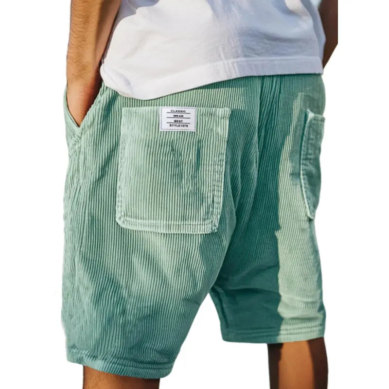 Short en velours côtelé pour homme à coupe décontractée avec taille élastique