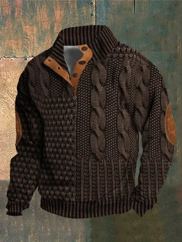 Pull en maille à motif pour homme, coupe chaude et confortable
