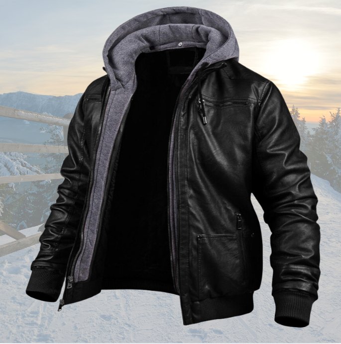 Veste en cuir authentique pour homme, coupe ajustée au design classique et raffiné
