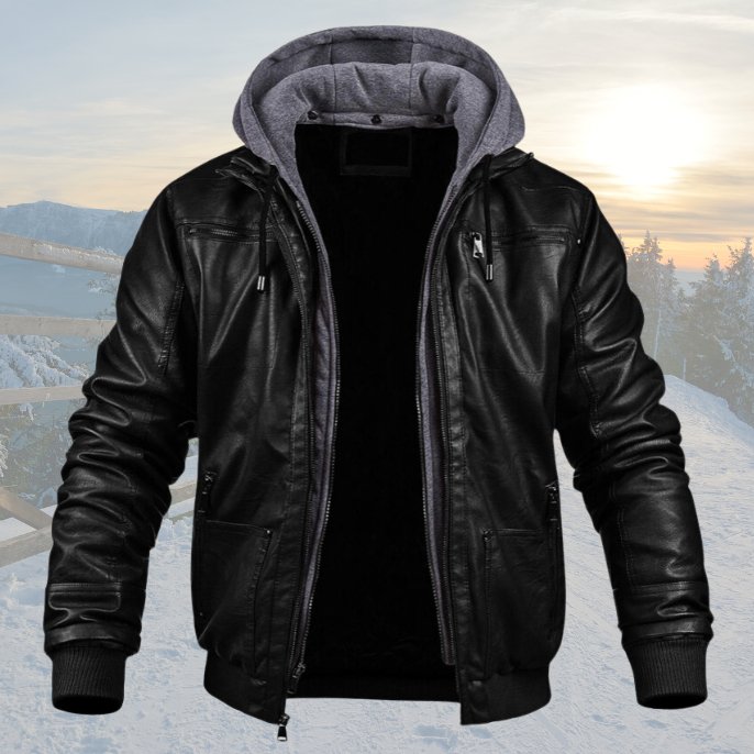 Veste en cuir authentique pour homme, coupe ajustée au design classique et raffiné