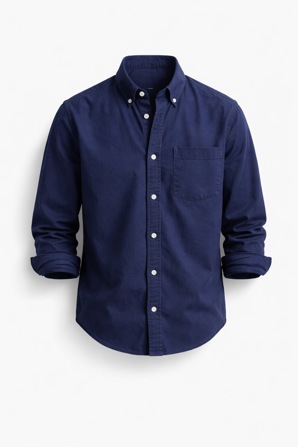 Chemise boutonnée pour homme à col classique, manches longues et poche poitrine
