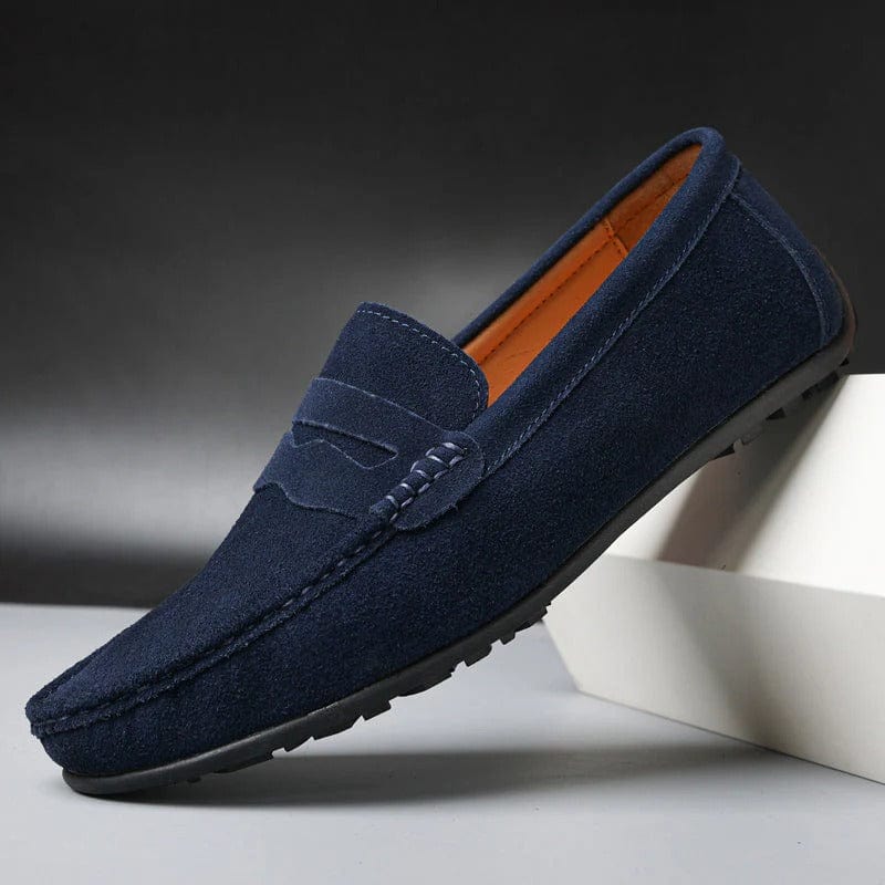 Mocassins à brides pour homme au profil bas avec bande décorative et coutures apparentes